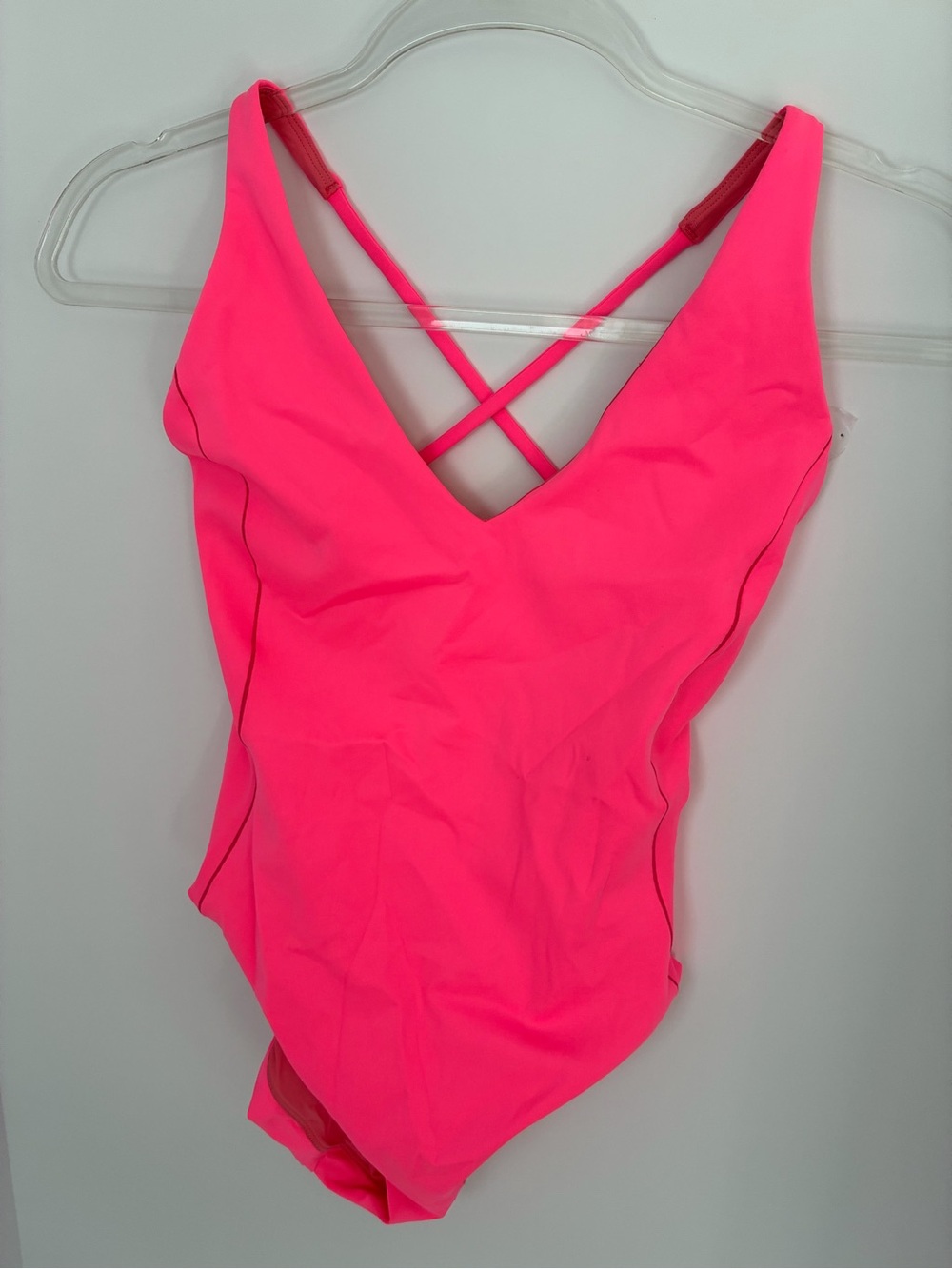 Left On Friday Neon Pink V-Neck Swimsuit
